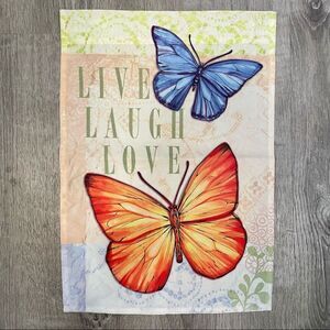 Butterfly "Live Laugh Love" Spring Summer Garden Flag